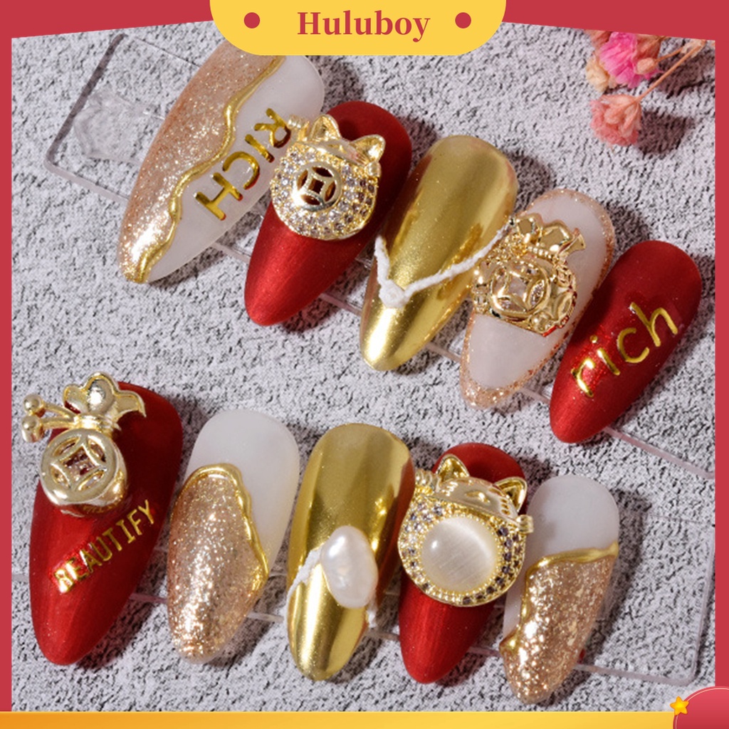 Huluboy Huluboy♡ Perhiasan Aksesoris Dekorasi Kuku Bahan Cubic Zirconia Alloy Untuk Salon