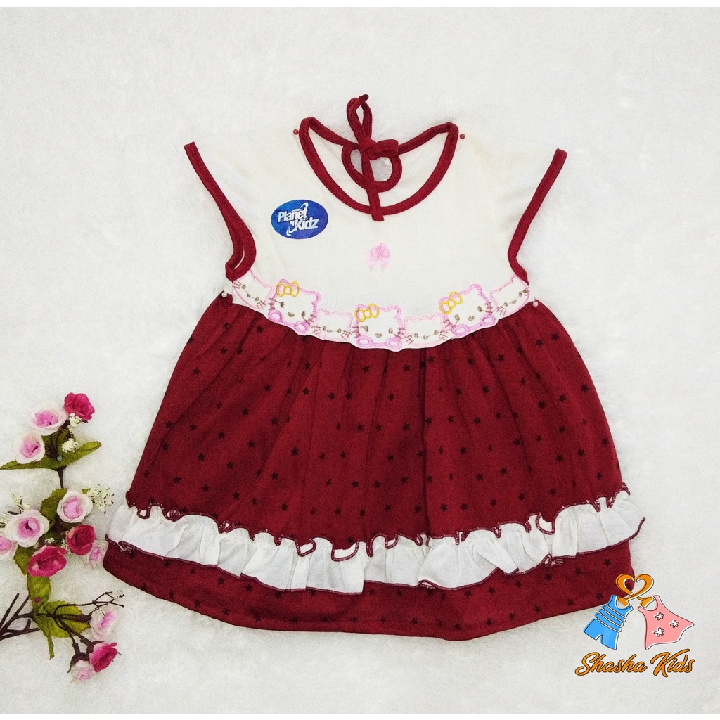 [L-08] Baju Bayi Perempuan/ Dress Bayi Perempuan Planet Kids cantik motif lucu 0-6 bln