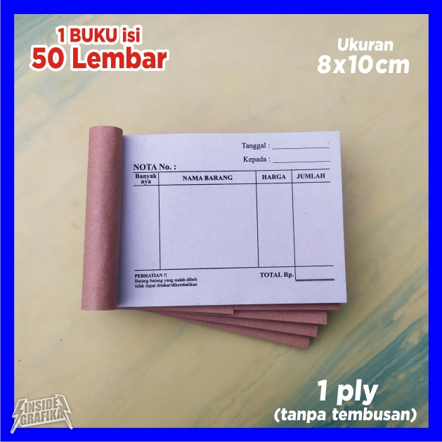 Nota Kosong Kontan Kecil Tanpa Logo Kop Penjualan Faktur Invoice Kwitansi Jual Beli Kosongan Kuitans