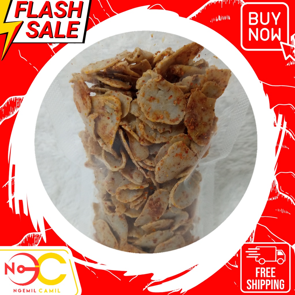

100gr Pouch Polos Basreng Tipis Pedas Nagih