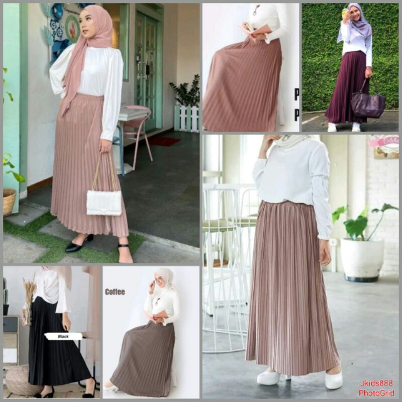 Rok Plisket Premium / Rok Plisket Murah / Rok Panjang Muslim / Rok Plisket Panjang
