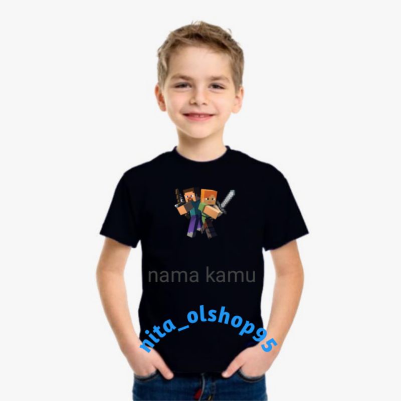 baju anak minecraft bisa pake nama / kaos anak promo