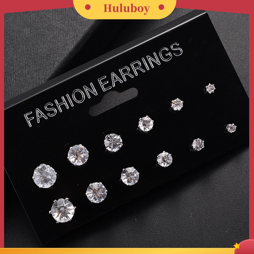 Hu Hu Hu Hu Hu Alat Bantu Pasang Kacamata♡ 12 / 6 Pasang / Set Anting Tusuk Bentuk Bunga Mawar Klasik Hias Cubic Zirconia Untuk Wanita