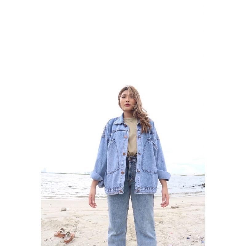 Bonus Vintage Oversize Jacket /  Brelet Baggy Oversize Jaket Jacket Jeans Karet Lengan Balon/  Atasa