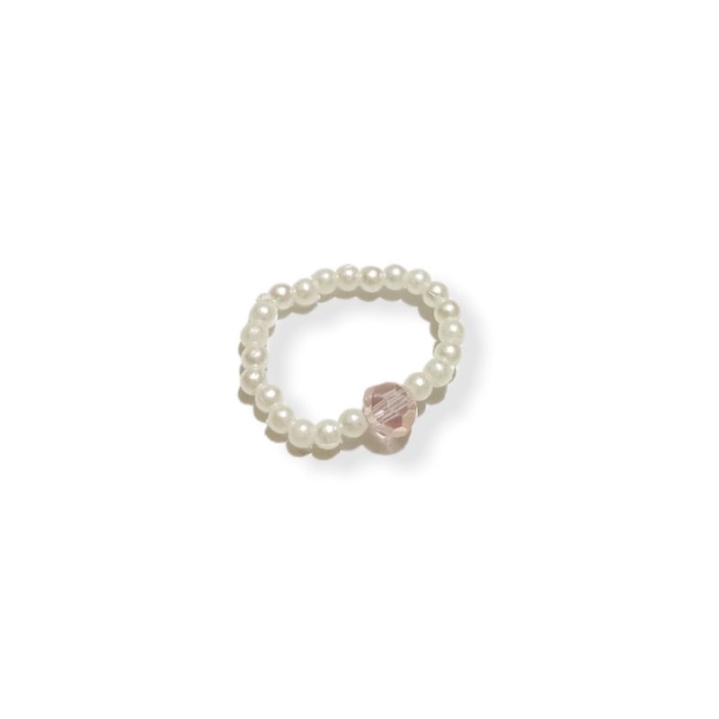 Cincin Mutiara Diamond Crystal Elastis Ring Beads Mote Pearl