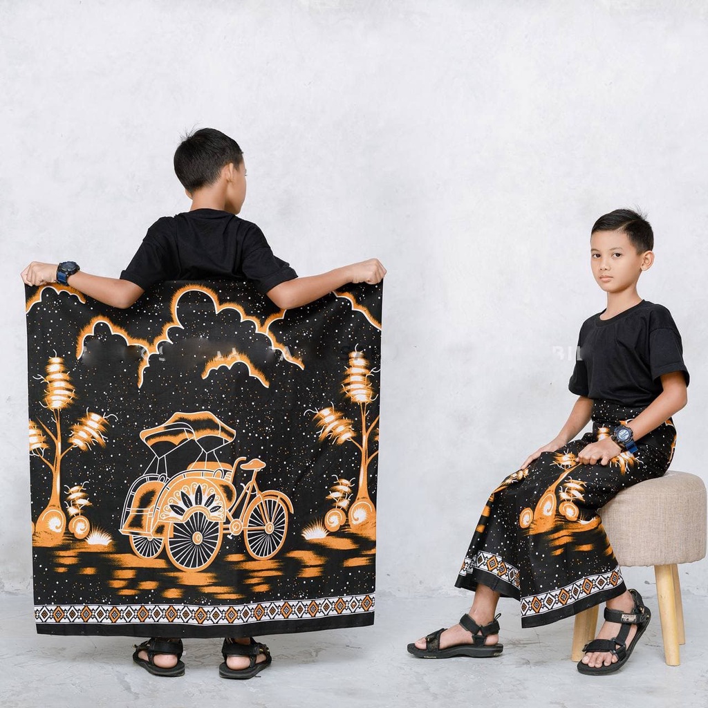 SARUNG ANAK - ANAK BATIK BISA COD | SARUNG BATIK , BECAK, VESPA, WAYANG, ONTEL