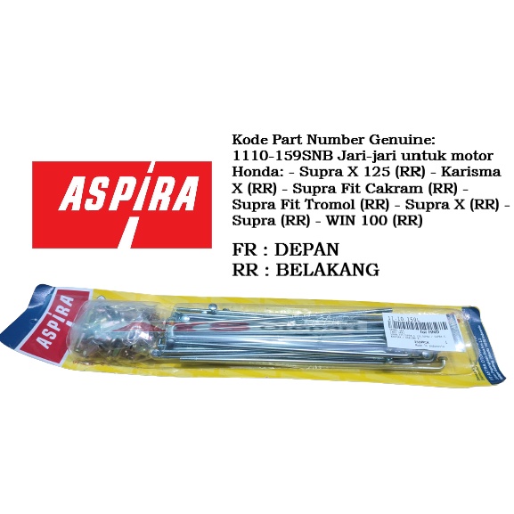 RUJI JARI ASPIRA 11-10-159L untuk motor Honda  Supra X 125 (RR) - Karisma X (RR) - Supra Fit Cakram 