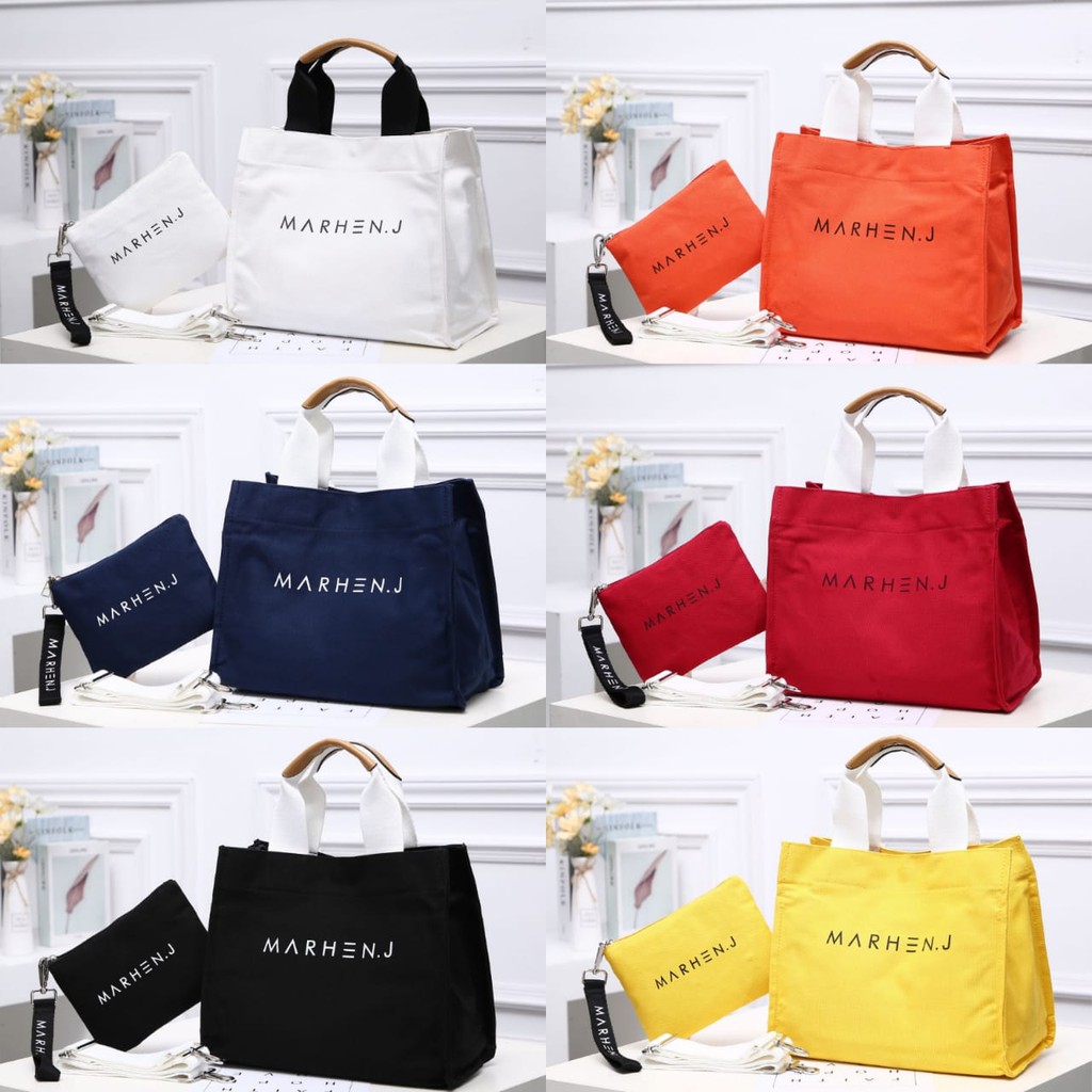 CK01 MARHEN J RICO CANVAS TOTE BAG SET POUCH F002 POLOS SIX COLOURS