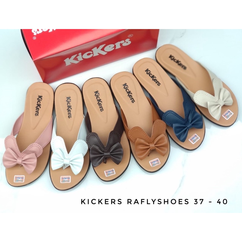 Sendal Cewek Kekinian Murah Flat Terbaru Tali Karet Kickers Sandal Remaja Perempuan Dewasa
