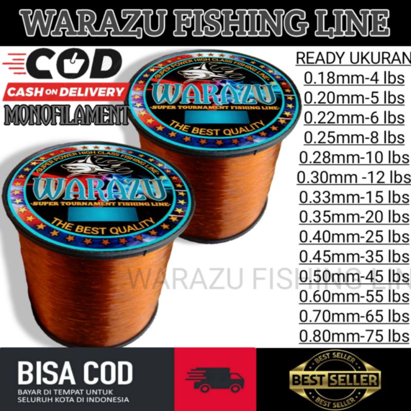 WARAZU FISHING LINE WARNA TEMBAGA/GOLD/KUNING EMAS bisa COD (SENAR PANCING ANTI KRITING,ELASTIS,KUAT