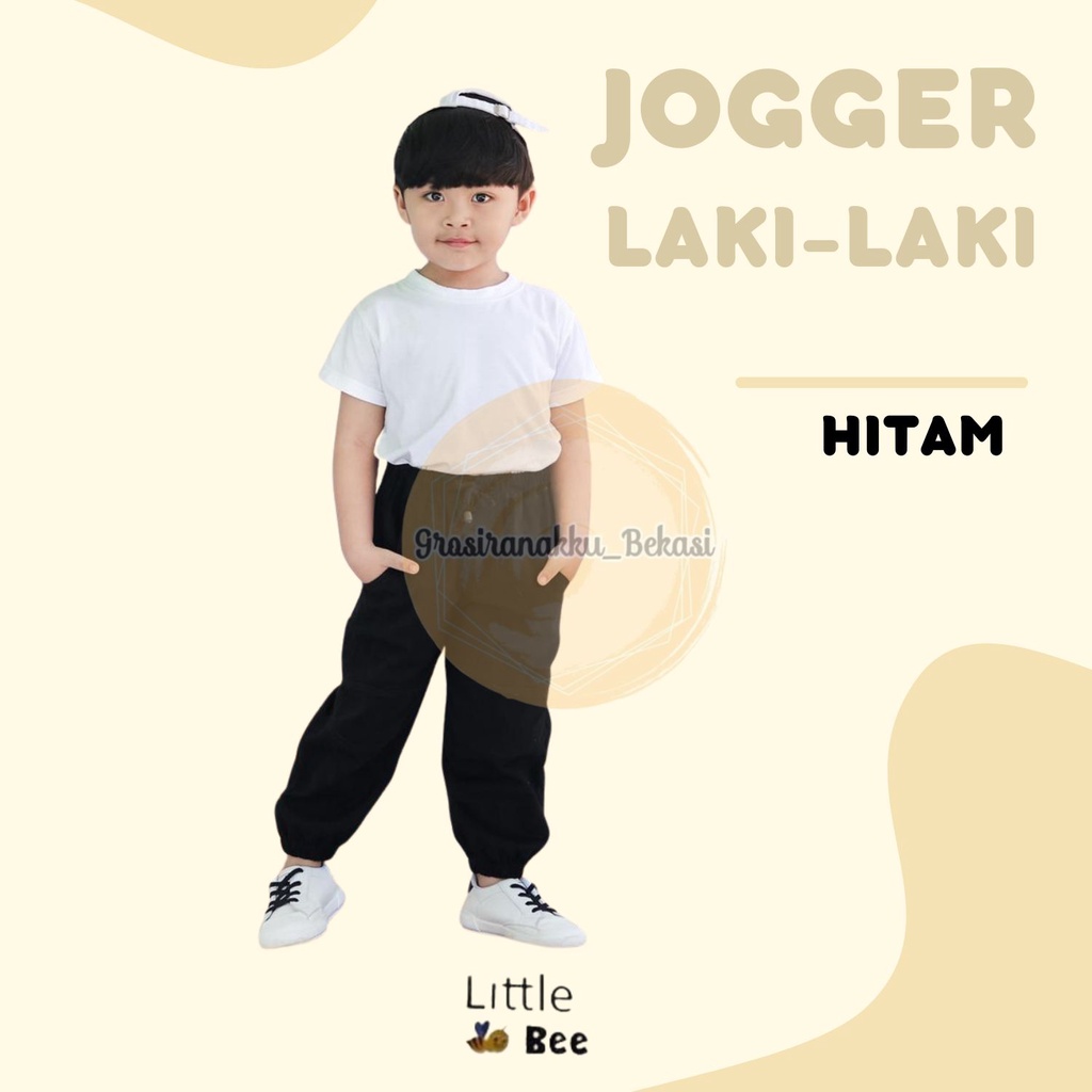 Celana Anak Jogger Laki-Laki Littlebee Warna Hitam size 1-5thn