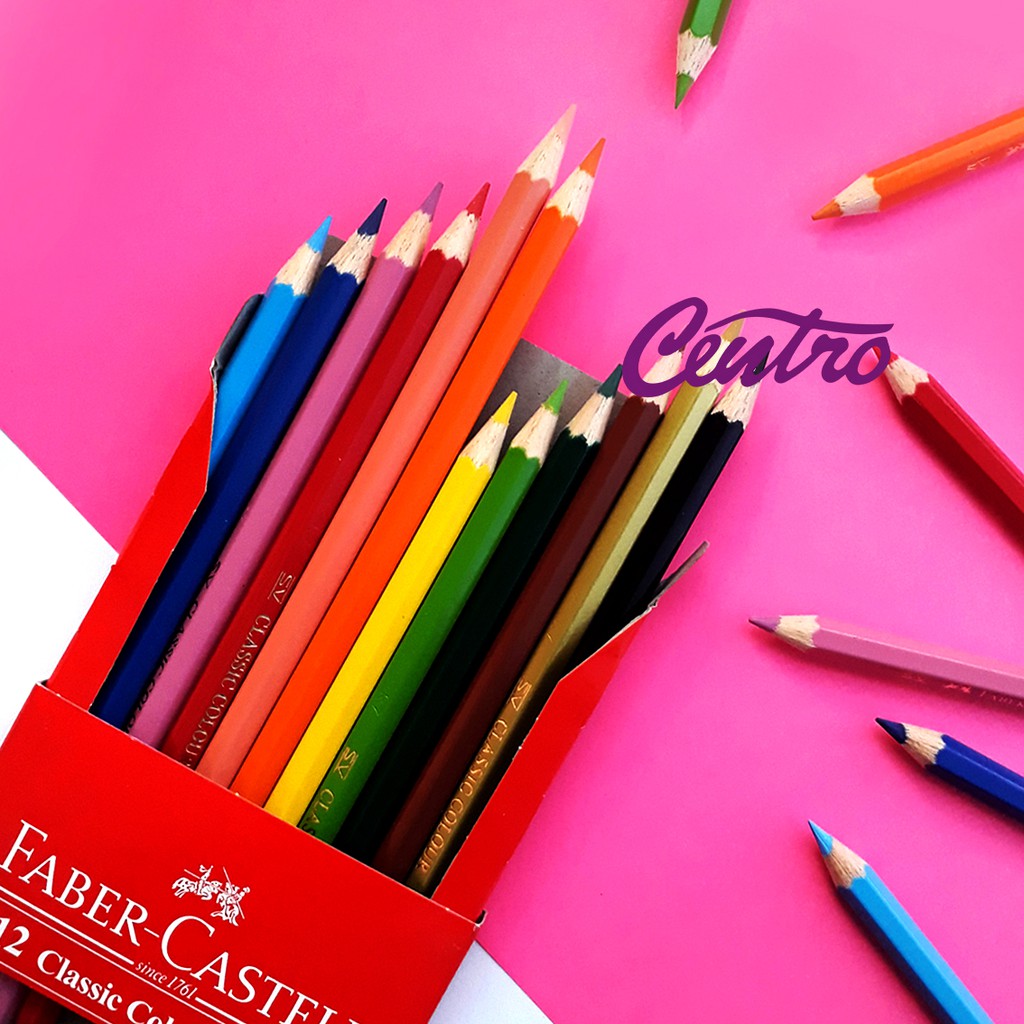 

FABER CASTELL 12 CLASSIC COLOUR PENCILS LONG PENSIL 12 WARNA PANJANG