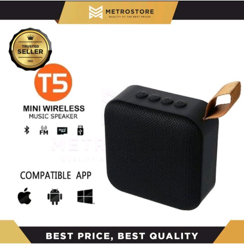 SPEAKER BLUETOOTH WIRELESS T5 MINI MUSIC BOX PORTABLE MINI SUPER FULL BAASSS SALON