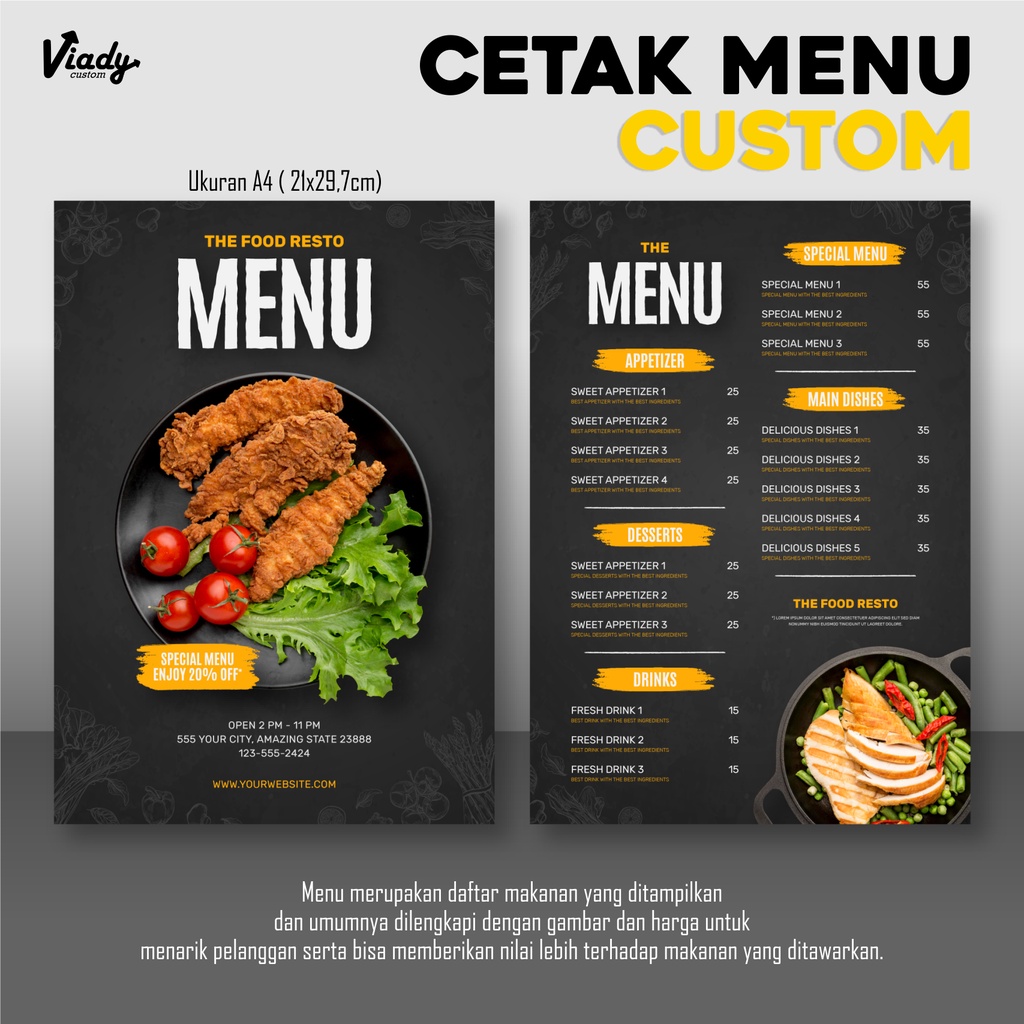 Jual MENU MAKANAN A4 CUSTOM DESAIN CETAK MENU LAMINASI Shopee   8ba639a695d4792a6d396d1c6f61f3ec