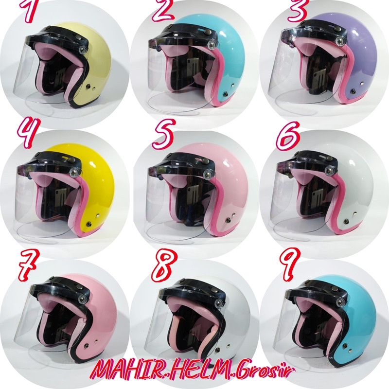 Helm Bogo Retro Wanita SADA ROSA Pink Pastel Half Face SNI