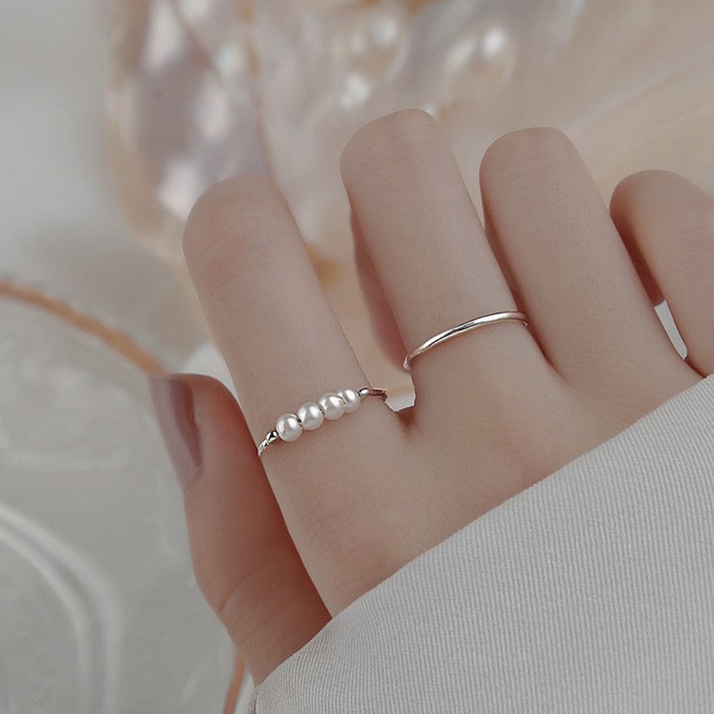 Cincin Model Terbuka Desain Ular Lumbalumba Hias Zirconmutiara Gaya simple Adjustable Untuk Wanita