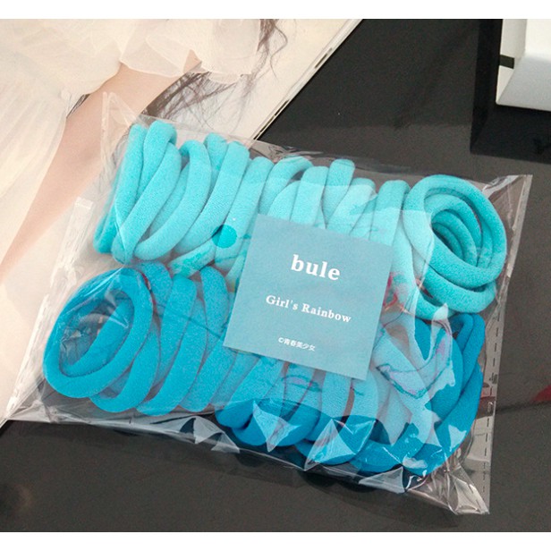 Ikat Rambut Korea Towel Ring Set ( isi 50pcs)-TOWEL RING - BLUE