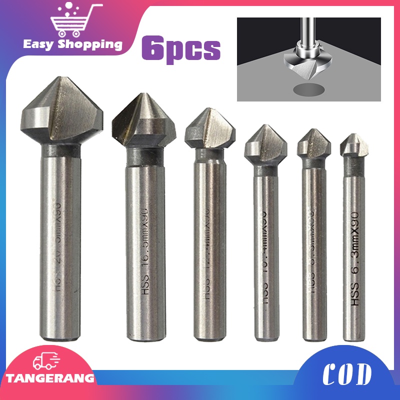 Mata Bor Countersink 6pcs 90° Bahan Hss / Mata Bor Drill Bit Countersink / Countersink Drill Bit