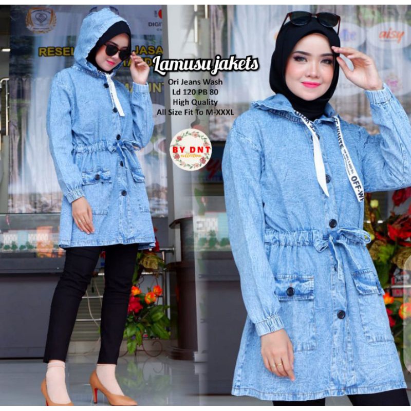 Jaket jeans wanita parka jeans hoodie Lamusu Jacket
