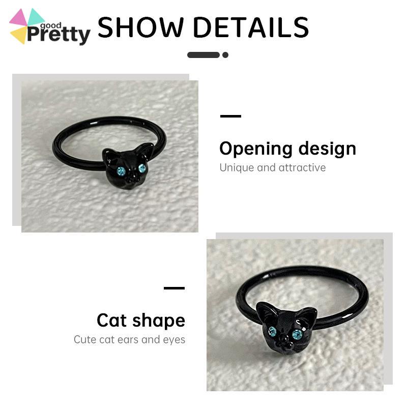 Cincin Kucing Hitam Wanita Trendi Desain Niche Cincin Jari Telunjuk Fashion Kepribadian Cincin - PD