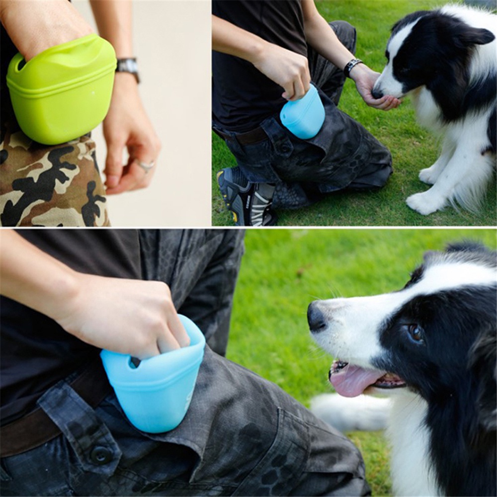 Tas Pinggang Tempat Makanan Anjing Portable Bahan Silikon Untuk Outdoor