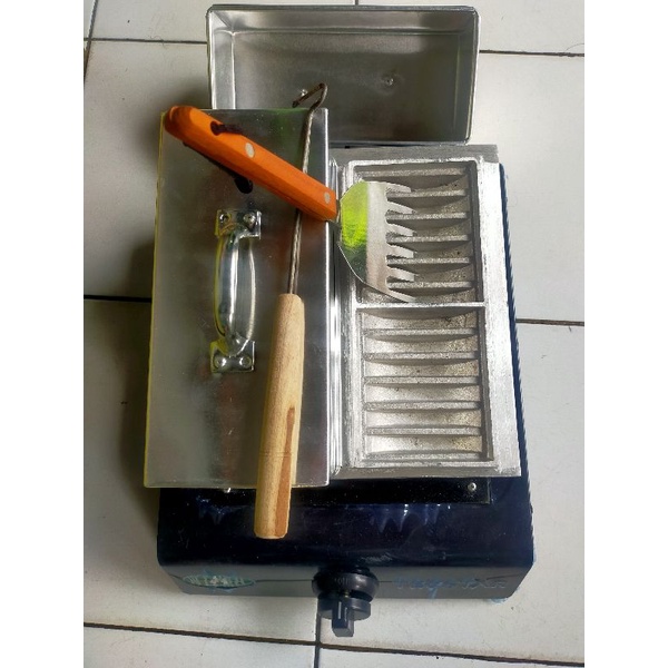 Kompor dan cetakan premium kue pancong balap lumer satu set+tutup+ sutil + garpu