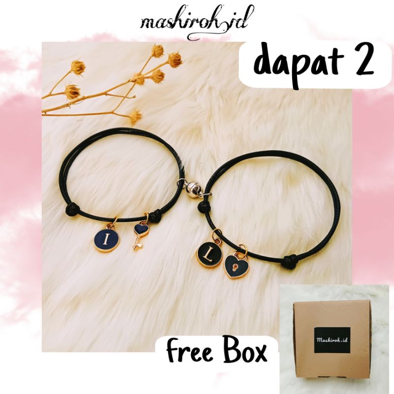 (DAPAT 2) GELANG COUPLE MAGNET  KUNCI LOVE|