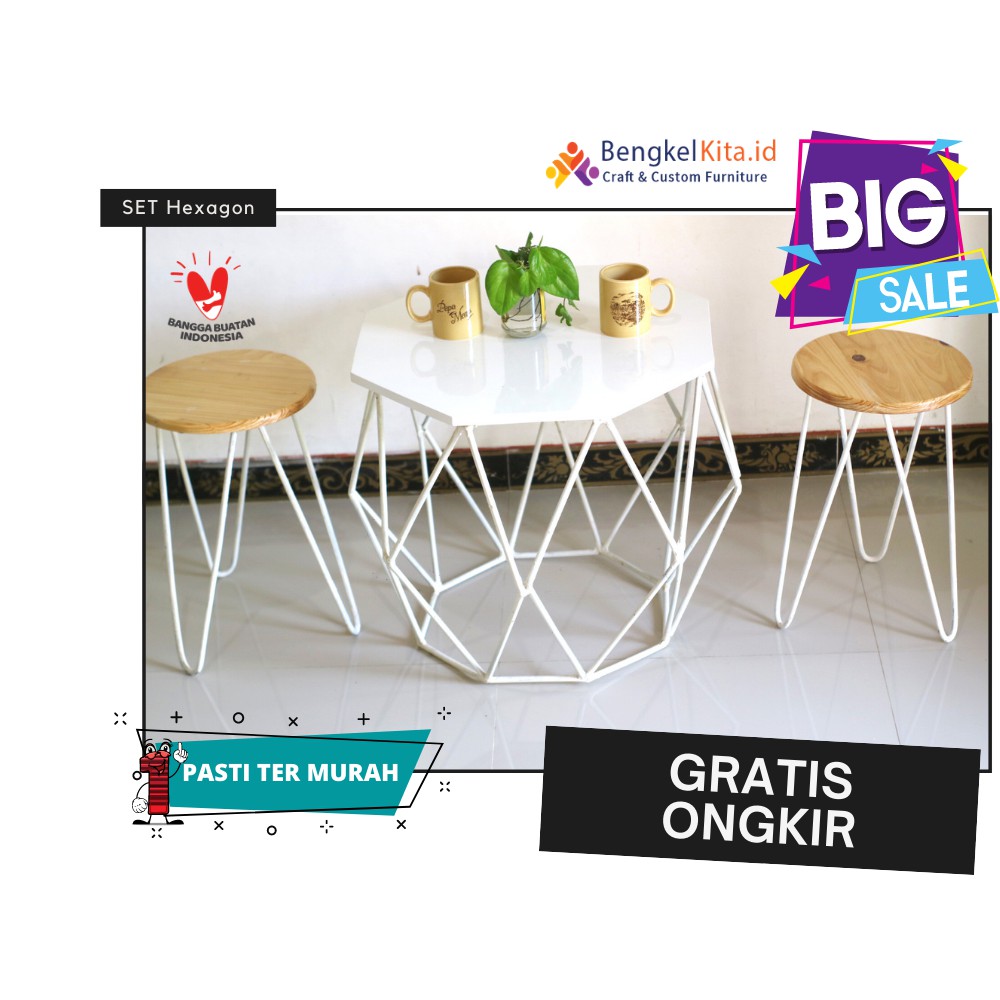 Meja Tamu Minimalis Segi 8 /Furniture meja tamu / meja teras / Coffee Table (1 SET)  | ONGKIR MURAH