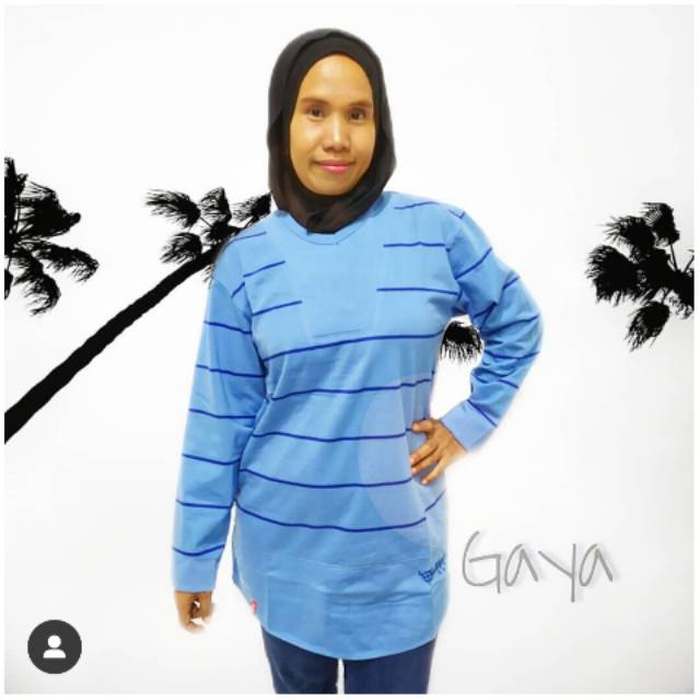KAOS SALUR WANITA LENGAN PANJANG WARNA BIRU