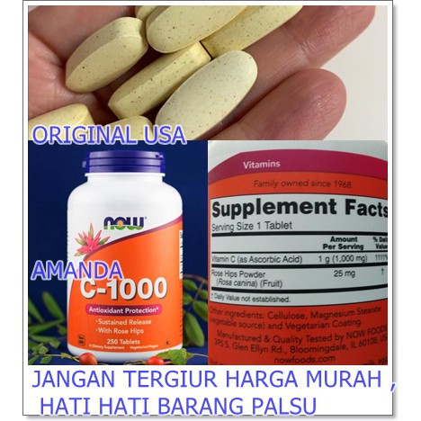 Vitamin C 1000 Mg 100 Tablet Now Antioxidant Protection Sr Rose Hip Shopee Indonesia