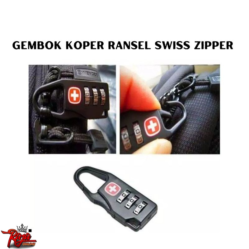 Kunci Gembok Koper Swiss / Kunci Pengaman Zipper Lock Code Password Angka