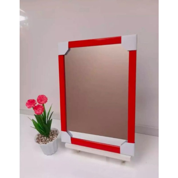 Promo Cermin dinding gantung minimalis Cermin tempel murah Cermin aesthetic Cermin makeup  45 X 35-Merah