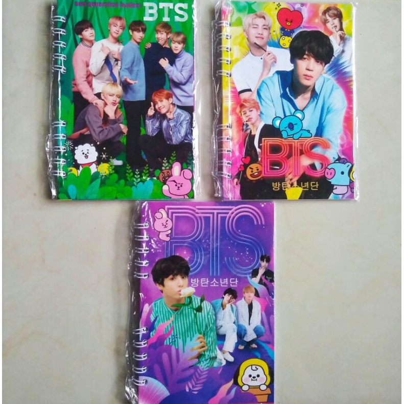 

Notebook BTS BT21 Memo Notes Agenda Buku Saku Mini Spiral Note