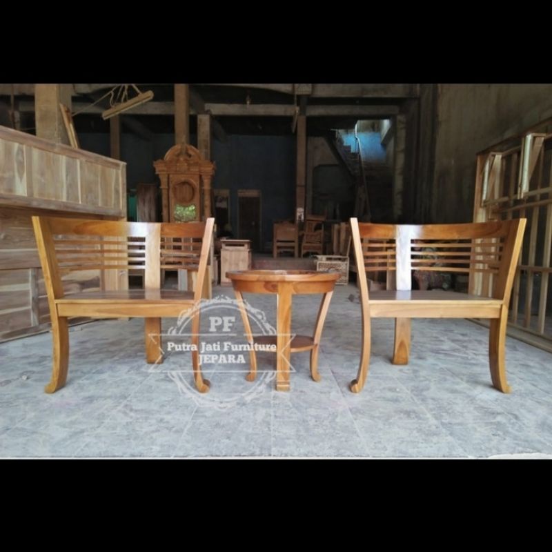 Kursi teras cantik bahan kayu jati - Meja kursi teras depan rumah
