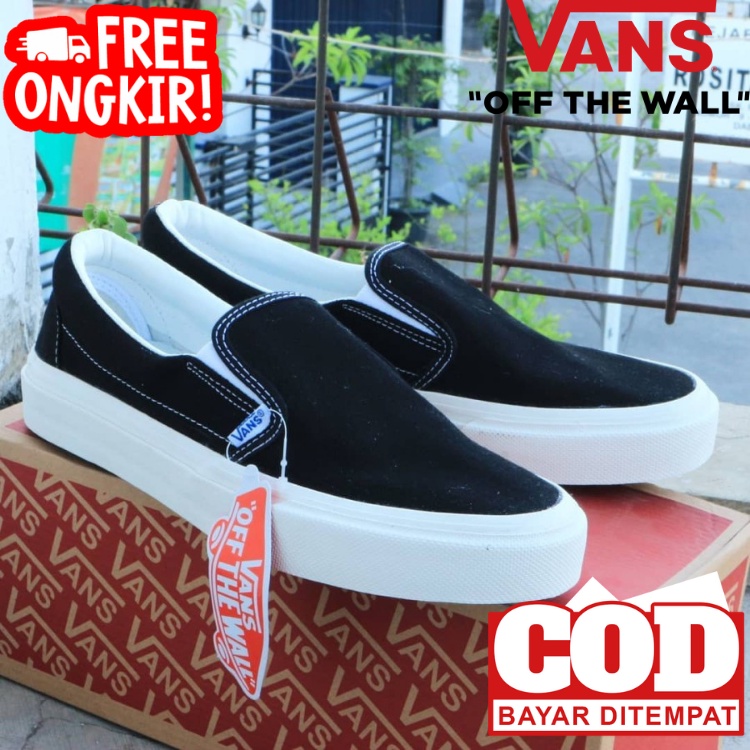 SEPATU VANS SLIP ON OG CHECKERBOARD | SEPATU PREMIUM - Black, White SEPATU SANTAI VANS SLIP ON SEPATU SELOP