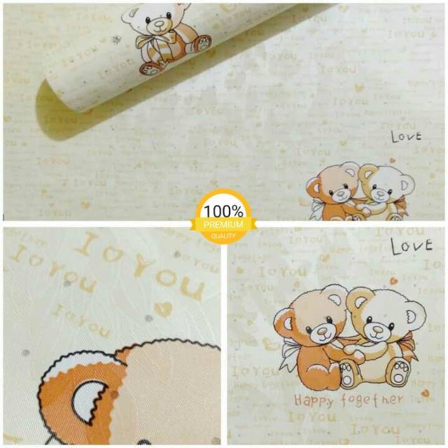 Wallpaper Sticker Dinding Murah Kamar Ruang Tamu Anak Beruang Coklat Lucu Kalem 10 M X 45 Cm