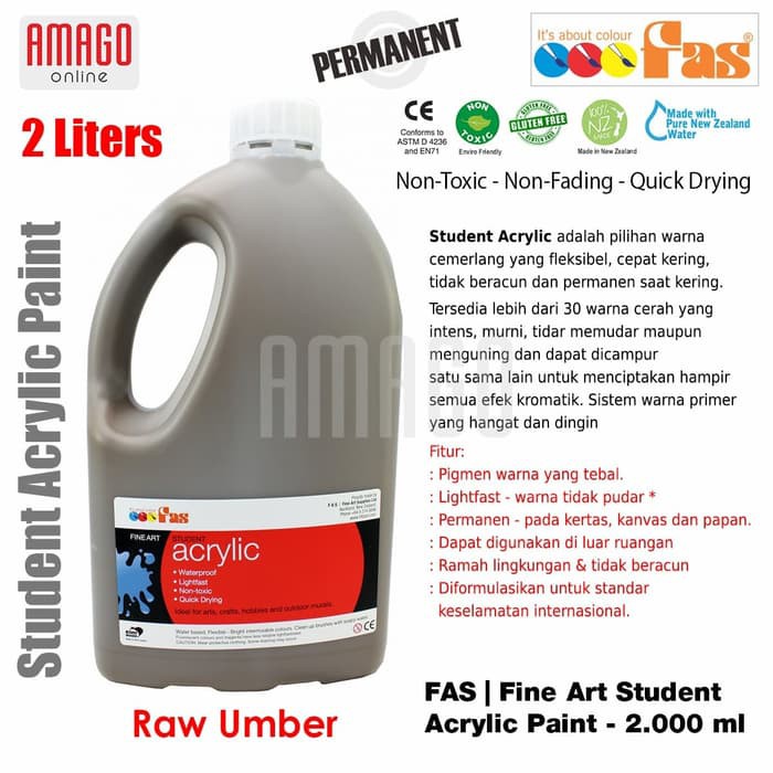 FAS - STUDENT ACRYLIC PAINT - 2 LITER - RAW UMBER