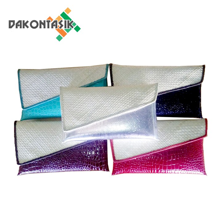 Clutch Dompet Pesta Miring Anyaman Pandan Croco polos Size M