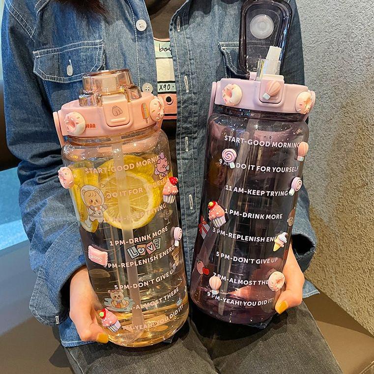 (((READY))) BAKUL UNIK - YIBEN Botol minum 2L transparant bening jumbo / botol minum lucu / motivati