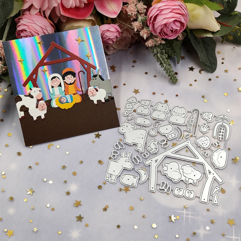 Cetakan Stensil Cutting Dies Motif Yesus Natal Bahan Metal Untuk Scrapbook / Craft DIY / Embossing