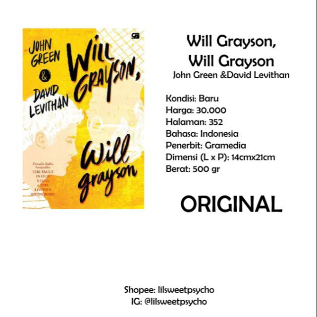 Will Grayson, Will Grayson ORIGINAL (BARU)