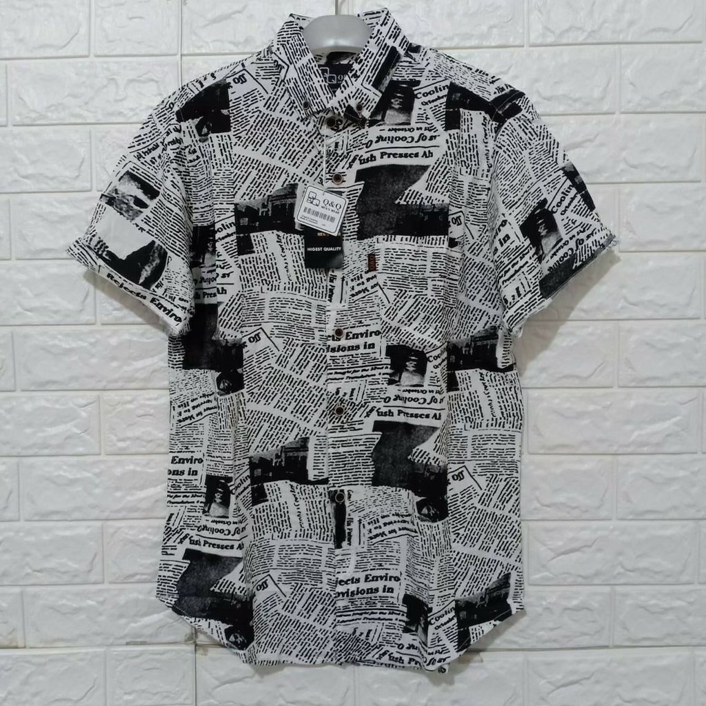 KEMEJA HAWAI LENGAN PENDEK SLIMFIT BAHAN RAYON PREMIUM ADEM Kemeja Hawai Pria Pantai Cowok Bali REGGAE Cowok Pendek Satai Rayon Halus Motif Daun/ M L XL