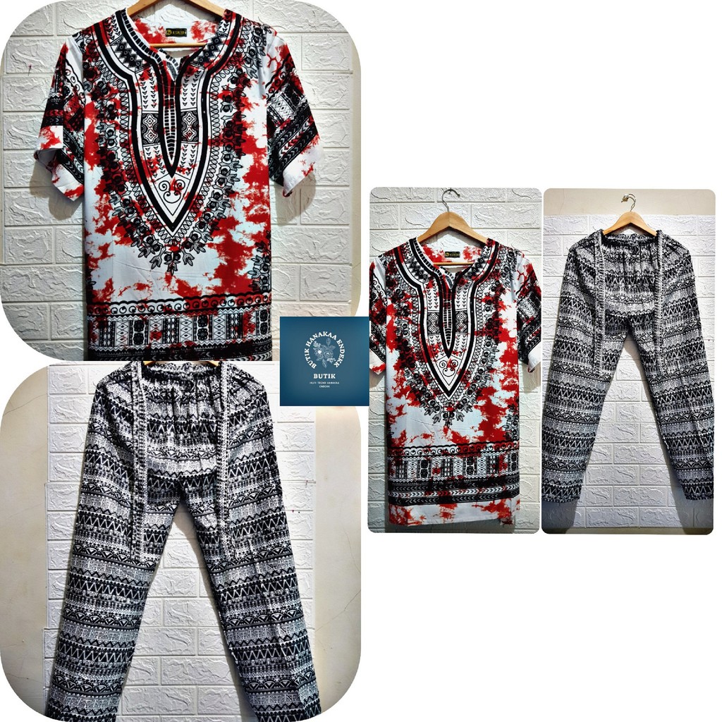 Set/Setelan Baju dan Celana Indie Bercak Fourtwentyy Pria/Wanita (Unisex) Bahan Katun Rayon - Baju Bali - Baju Dashiki - Baju Keren