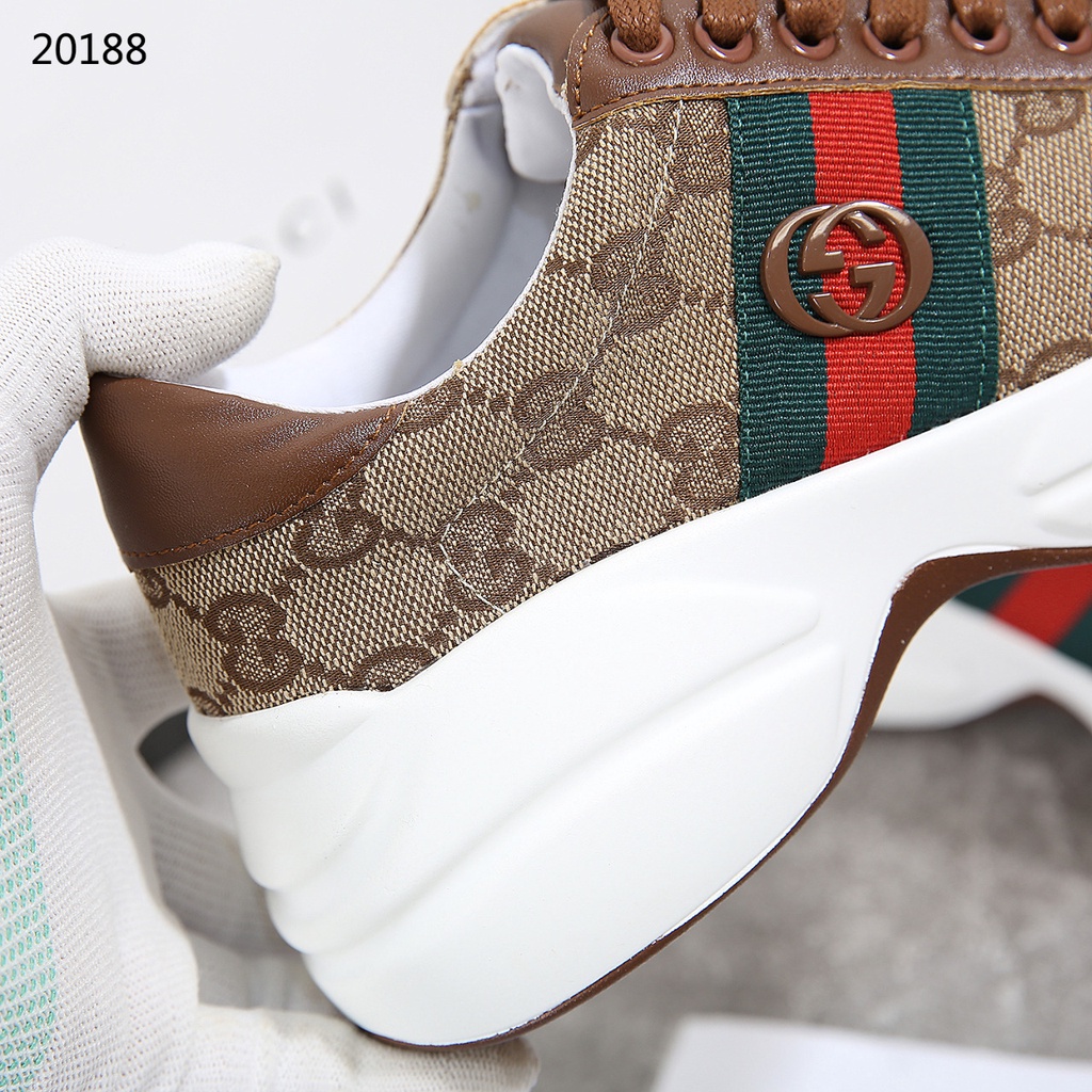 GG Canvas and Leather Rhyton Sneakers #20188 (Baru)