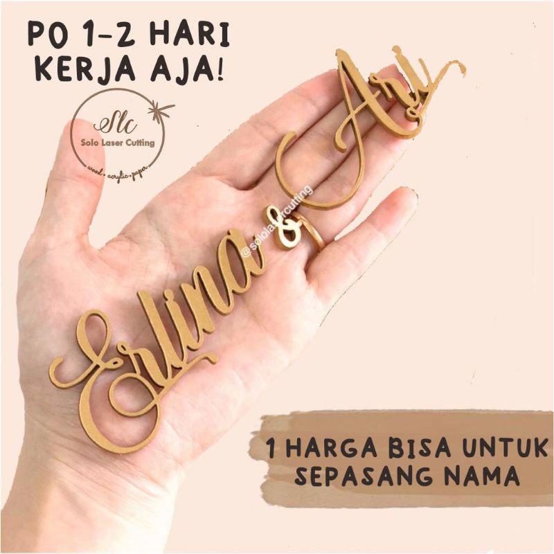 NAMA Dekorasi Mahar custom kayu laser cutting ukiran Nama
