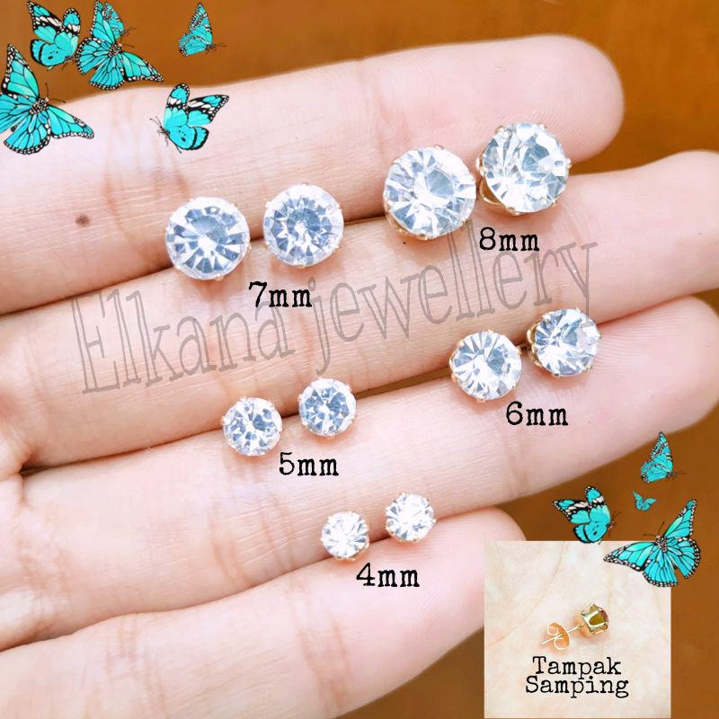 Anting Permata Diamond warna perhiasan lapis emas anti karat