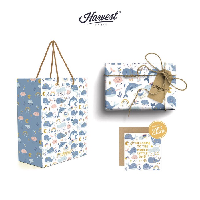 

Terlaris Paket Paper Bag, Kertas Kado & Kartu Baby Harvest Wrap Kit - Whale