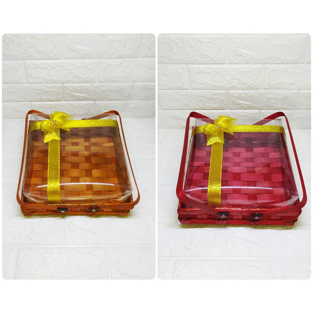 Besek Mika Gagang 25x25 cm Keranjang  Cantik Elegan Hantaran