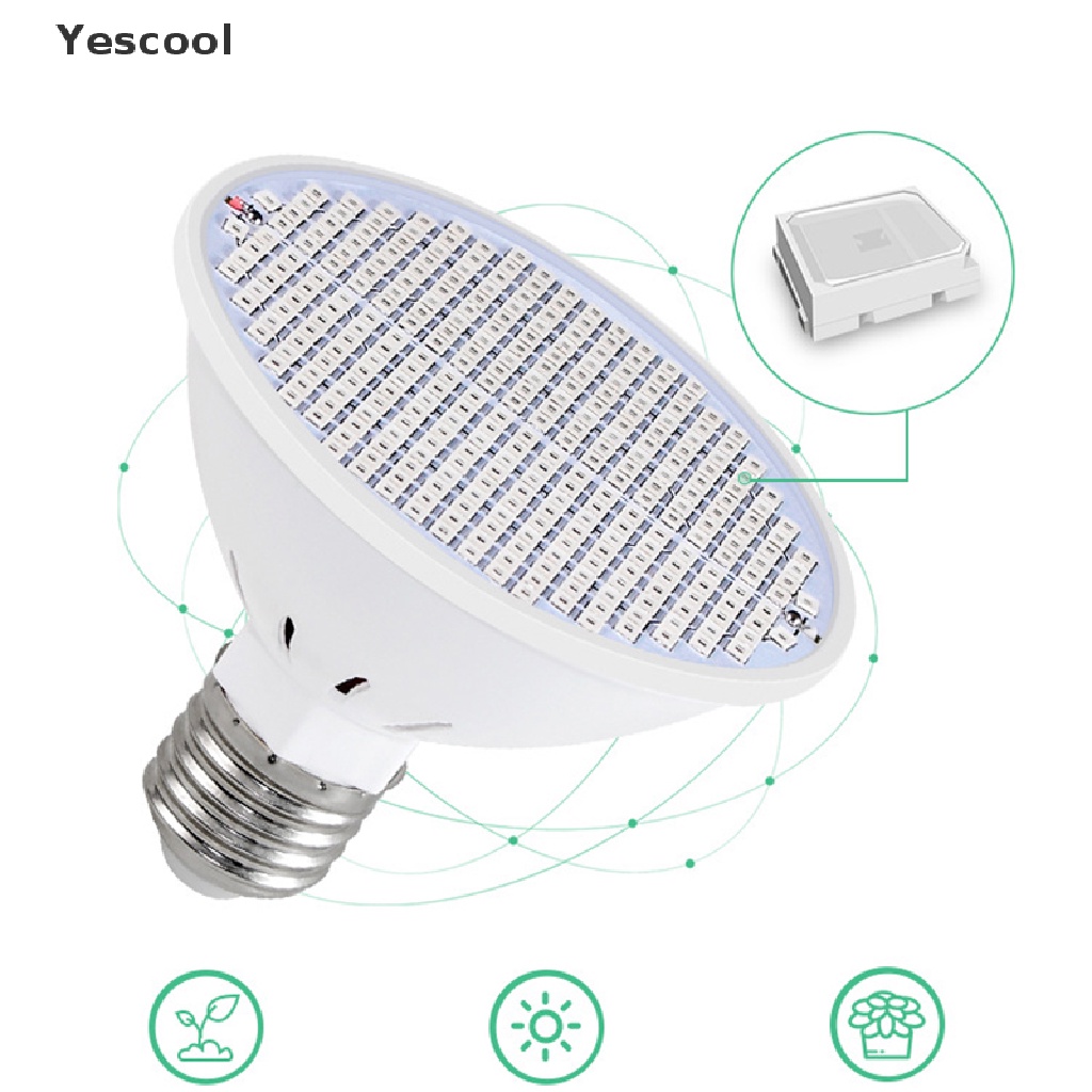 Yescool MR16 Lampu Bohlam Penumbuh Tanaman Hidroponik 300LED 220V UV Spektrum Penuh