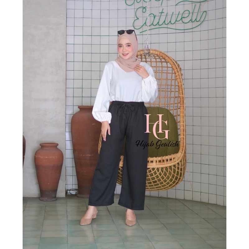 NAOMI KULOT RIBON PANTS / CELANA KULOT RIBON PANTS / CELANA PANJANG / CELANA KULOT BELLACREPE